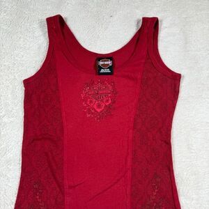 Harley Davidson Women’s Red Floral Tank Top